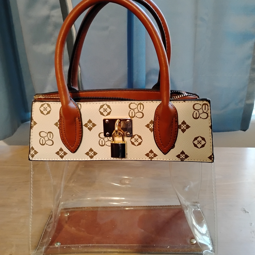 Transparent Brown and Cream Handbag